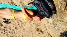 Str8 men jerking in beach for a slut