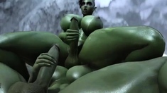 Orcs Futanari Sisters Jerking off and cumming together