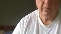 old man jerking his big dick