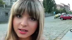 Blonde fucked outdoors in Prague