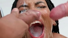 Kinky teen brunette crammed and facialized