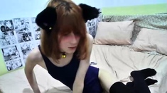 Cute curly brunette solo webcam masturbation