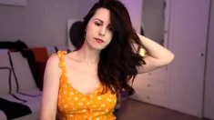 Cute curly brunette solo webcam masturbation