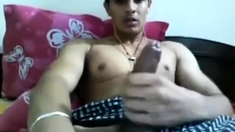 Uncut Indian Hunk Strokes His Big Cock on Webcam