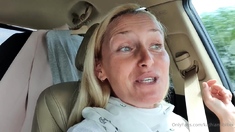 Blonde amateur MILF sucks and jerks for facial