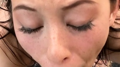 Katie amateur brunette girl toying pussy with a vibrator