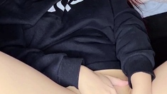 Small titted babe toys her pussy on webcam