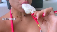 Big boobed babe masturbating