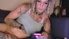 Amateur crossdresser solo on a floor