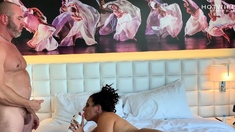 Amateur FFM interracial threesome with cum on ass