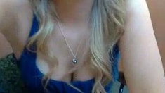 Pale blonde teen in black lingerie masturbates in bedroom