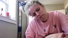 Big cock sucked by blonde MILF POV