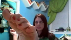 girl feet on web cam