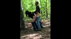 Stupid Slut gets fucked in the woods