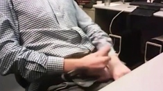 dad strokes cock at the office 3