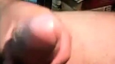 Latino With Thick Fat Uncut Cock Cums Thick Load