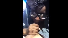 Black girl suck her white boyfriend in car