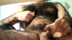 very hairy man cumming