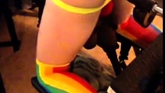 Boytoyslutboy rainbow socks fuck machine big black dildo
